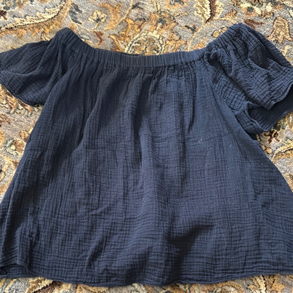 Rebecca Taylor Blue Relaxed Smocked Puff Sleeve Top